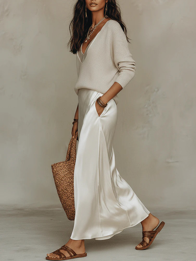 Chic Women's Satin Maxi Dress  - Fly Line review and price